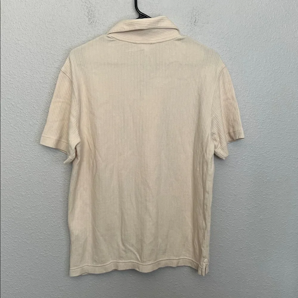 Banana Republic Factory Textured Casual Button Down Cream Size Medium